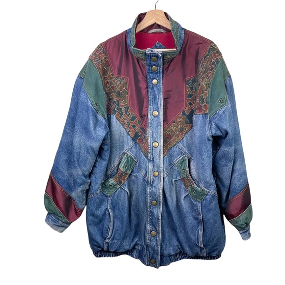 Vintage Jackets & Blazers - Vintage 90’s Two Twenty Tapestry Oversized Denim Lined Jacket XL